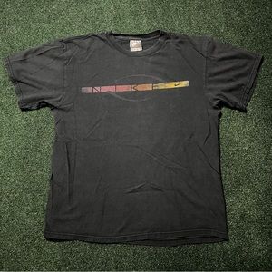 Vintage 90s Nike Swoosh Spell out Sports Faded Black T Shirt Size M 21X26.5